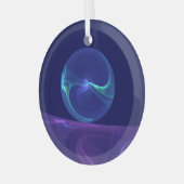 ルミナスブルーパープルドリーム抽象芸術フラクタルアート ガラスオーナメント (正面左)