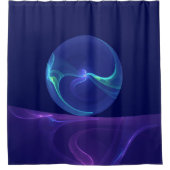 ルミナスブルーパープルドリーム抽象芸術フラクタルアート シャワーカーテン (正面)