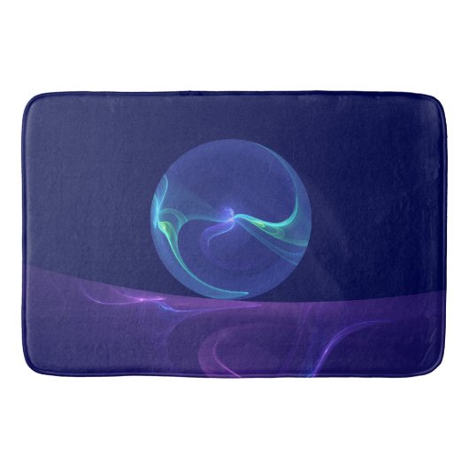 ルミナスブルーパープルドリーム抽象芸術フラクタルアート バスマット (正面)