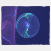 ルミナスブルーパープルドリーム抽象芸術フラクタルアート フリースブランケット (正面(横))