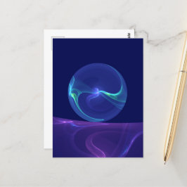 ルミナスブルーパープルドリーム抽象芸術フラクタルアート ポストカード