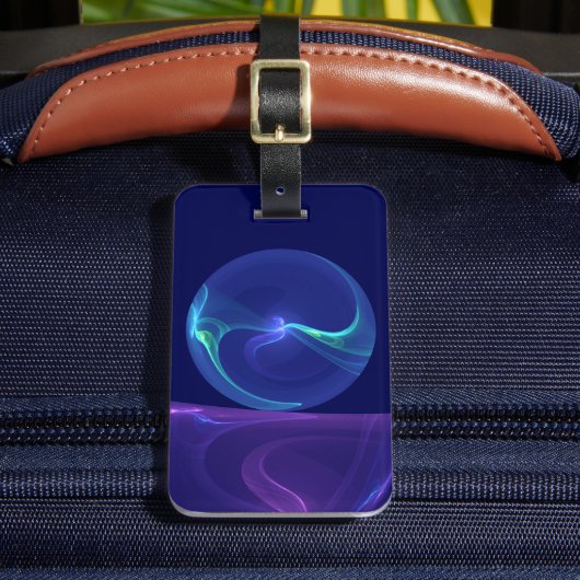 ルミナスブルーパープルドリーム抽象芸術フラクタルアート ラゲッジタグ (正面インサイチュ2)