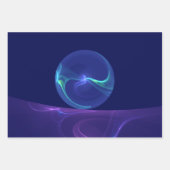 ルミナスブルーパープルドリーム抽象芸術フラクタルアート ラッピングペーパーシート (正面)