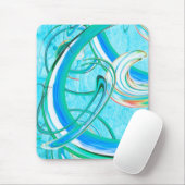 ルミナスブルー渦巻形の抽象芸術フラクタル模様 マウスパッド (マウス)