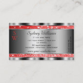 ルミナスルビーレッドグリッタースターズスターズイニシャルシルバー 名刺 (裏面)