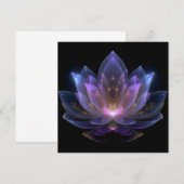 ルミナス ロータス フラワー - パープル ブルー ブラック フローラル 招待状 (正面/裏面)