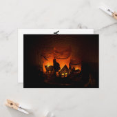 ルミナリーとこうもりの登場するハロウィン黒猫 カード (正面/裏面インサイチュ)