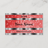 ルミナリールビーレッドグリッタースターズシルバーデコレーション 名刺 (正面)