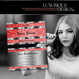 ルミナリールビーレッドグリッタースターズシルバーデコレーション 名刺