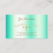 ルミナンスティール（緑がかった色）華美ゴールデンコー縁どナーイニシャル 名刺 (裏面)