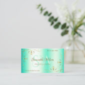 ルミナンスティール（緑がかった色）華美ゴールデンコー縁どナーイニシャル 名刺 (スタンド正面)