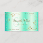 ルミナンスティール（緑がかった色）華美ゴールデンコー縁どナーイニシャル 名刺 (正面)