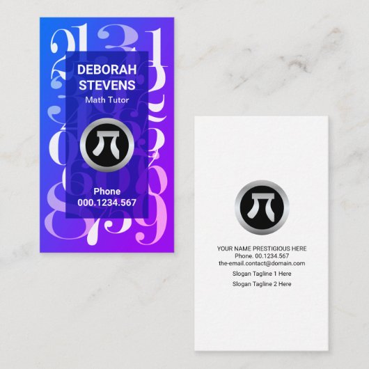 ルミネッセンスブルーの数学番号数学教師 名刺 (正面/裏面)