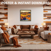 ルラルパノラマインウォームパステルカラーズカントリースタイル ポスター