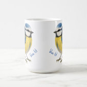ルリチョウのマグカップ、水彩画の庭の鳥アート コーヒーマグカップ (中央)