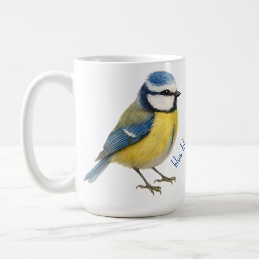 ルリチョウのマグカップ、水彩画の庭の鳥アート コーヒーマグカップ (左)