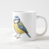 ルリチョウのマグカップ、水彩画の庭の鳥アート ジャンボコーヒーマグカップ (右)