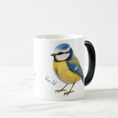 ルリチョウのマグカップ、水彩画の庭の鳥アート モーフィングマグカップ (正面右)