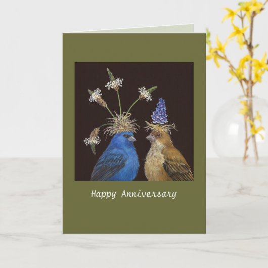 ルリノジコが付いている記念日カード カード (黄色い花)