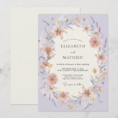 ルリマツリのテラコッタの野の花の結婚式 招待状 (正面/裏面)