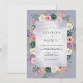 ルリ色とマーブルの多肉植物ユーカリの結婚式 招待状 (正面/裏面)