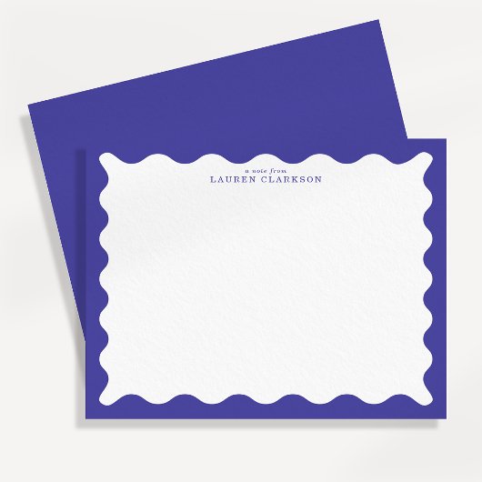 ルリ色の波状フレーム ノートカード