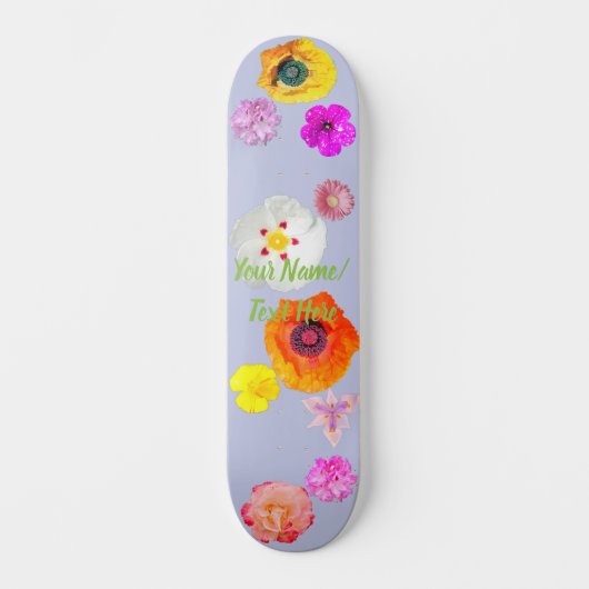 ルリ色の華やかな花ミックス スケートボード (正面)