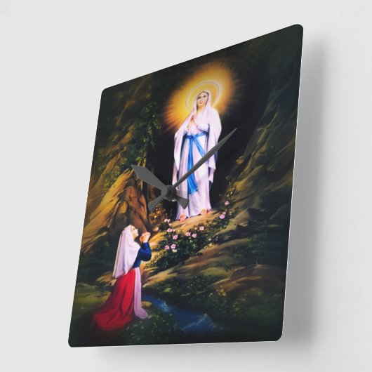 ルルドの我々の女性 スクエア壁時計 (傾斜)