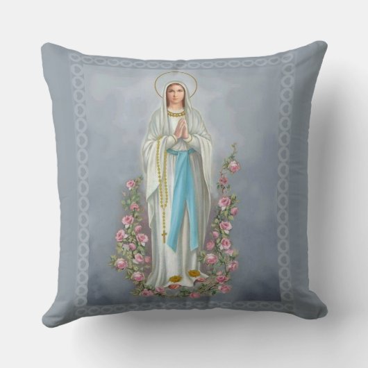 ルルドの数珠の聖母マリアのバラの私達の女性 クッション (裏面)