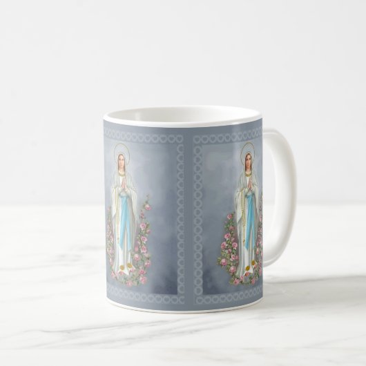 ルルドの数珠の聖母マリアのバラの私達の女性 コーヒーマグカップ (正面右)