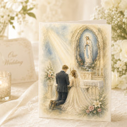 ルルドの聖母カトリック結婚式のお礼 サンキューカード