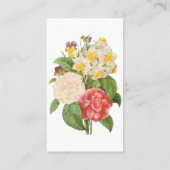 ルルドゥー作のビンテージ風の椿と水仙の花 名刺 (裏面)