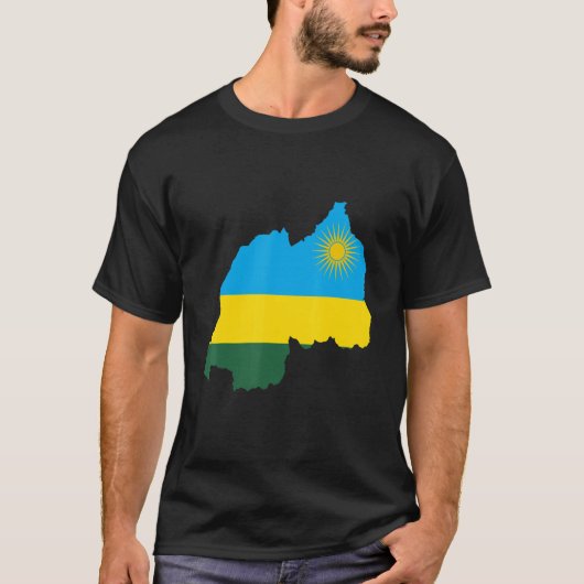ルワンダの国旗の地図 Tシャツ (正面)