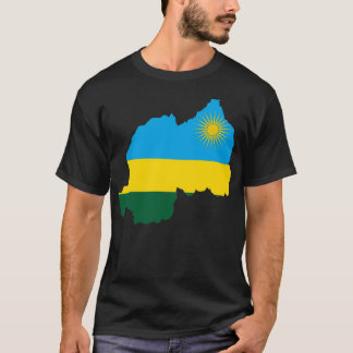 ルワンダの国旗の地図 Tシャツ