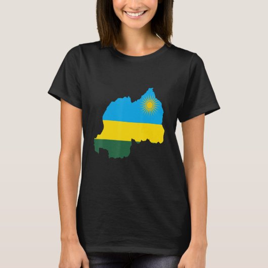 ルワンダの国旗の地図 Tシャツ (正面)