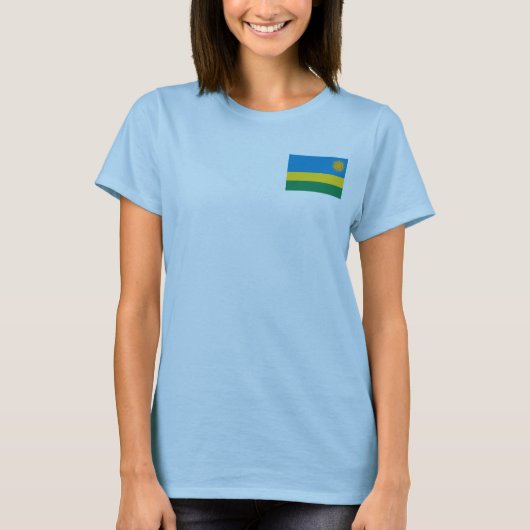ルワンダの旗と地図Tシャツ Tシャツ (正面)