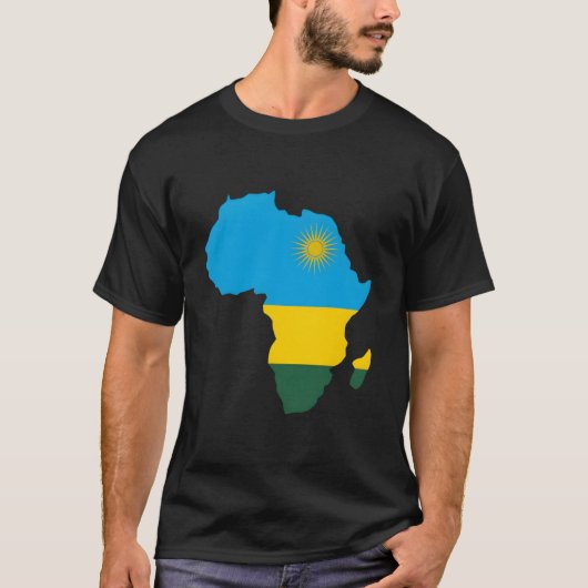 ルワンダの誇り ルワンダ国旗 アフリカ地図 Tシャツ (正面)