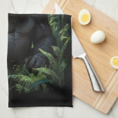 ルワンダジャングルのシルバーバックゴリラ キッチンタオル (四つ折り)