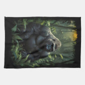 ルワンダジャングルのシルバーバックゴリラ キッチンタオル (横)