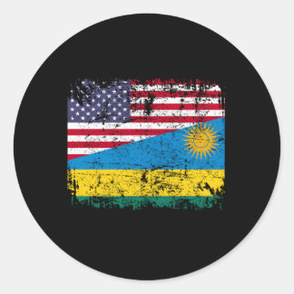 ルワンダルーツハーフアメリカ国旗Usaルワンダ国旗 ラウンドシール