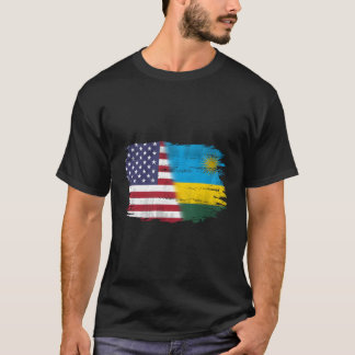 ルワンダヴィンテージとルワンダ国旗を持つアメリカ人 Tシャツ