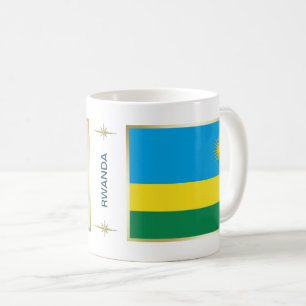 ルワンダ国旗と地図のマグ コーヒーマグカップ