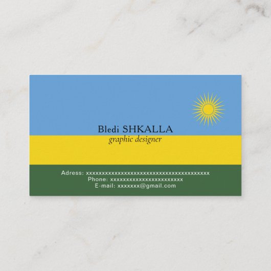 ルワンダ国旗 名刺 (裏面)