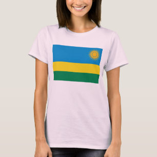 ルワンダ国旗x地図Tシャツ Tシャツ