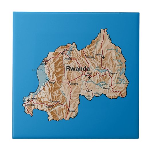 ルワンダ地図タイル タイル (正面)
