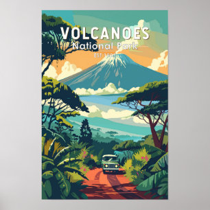 ルワンダ旅行アートヴィンテージ 火山国立公園 ポスター