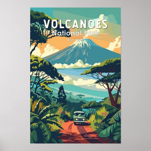 ルワンダ旅行アートヴィンテージ 火山国立公園 ポスター (正面)