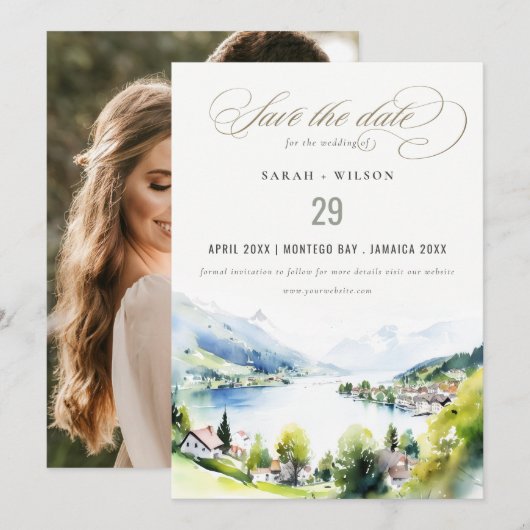 ルンゲルン スイス 風景 結婚式 写真 セーブザデート (正面/裏面)