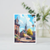 ルンドスウェーデンヴィンテージ旅行イラストレーション ポストカード (スタンド正面)