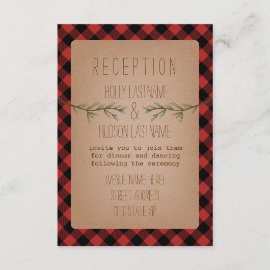 ルンバジャックのプラッドエバーグリーン結婚式の披露宴 エンクロージャーカード (正面)